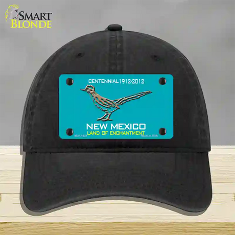 Road Runner Teal New Mexico Novelty License Plate Hat Unconstructed Cotton / Black