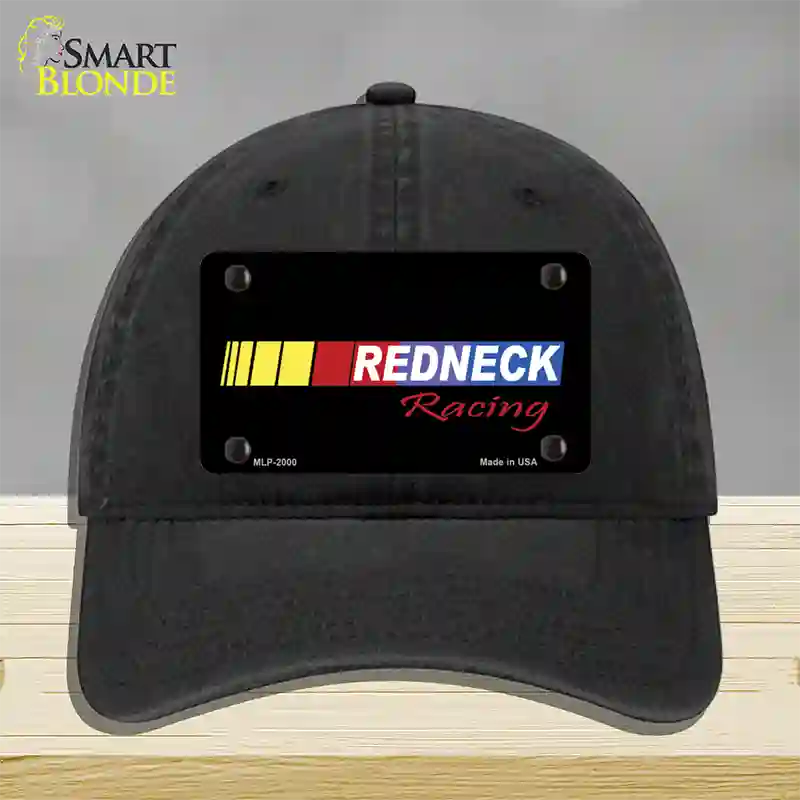 Redneck Racing Novelty License Plate Hat Unconstructed Cotton / Black