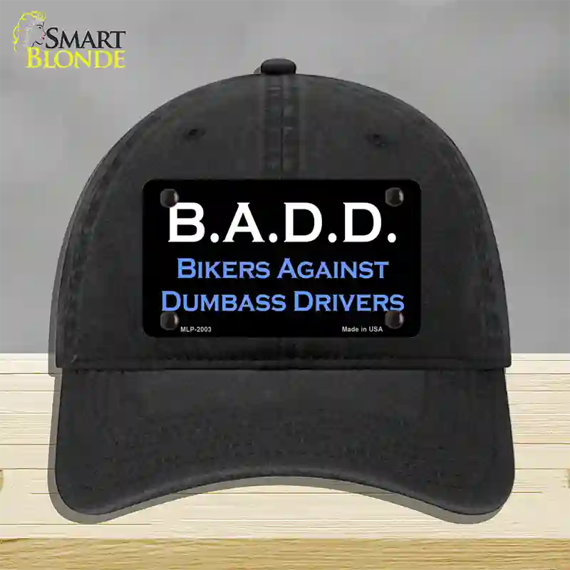 B.A.D.D. Novelty License Plate Hat Unconstructed Cotton / Black