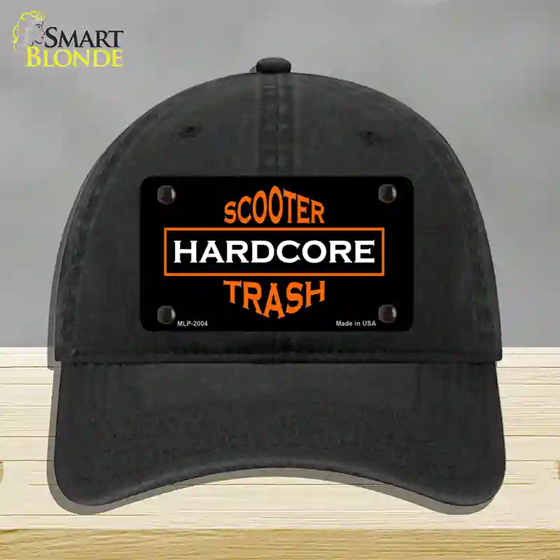 Hardcore Scooter Trash Black Novelty License Plate Hat Unconstructed Cotton / Black