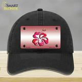 Hibiscus Flower Novelty License Plate Hat Unconstructed Cotton / Black