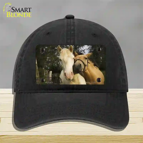 Horses Sweet On Each Other Novelty License Plate Hat Unconstructed Cotton / Black