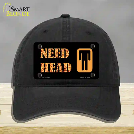 Need Head Novelty License Plate Hat Unconstructed Cotton / Black