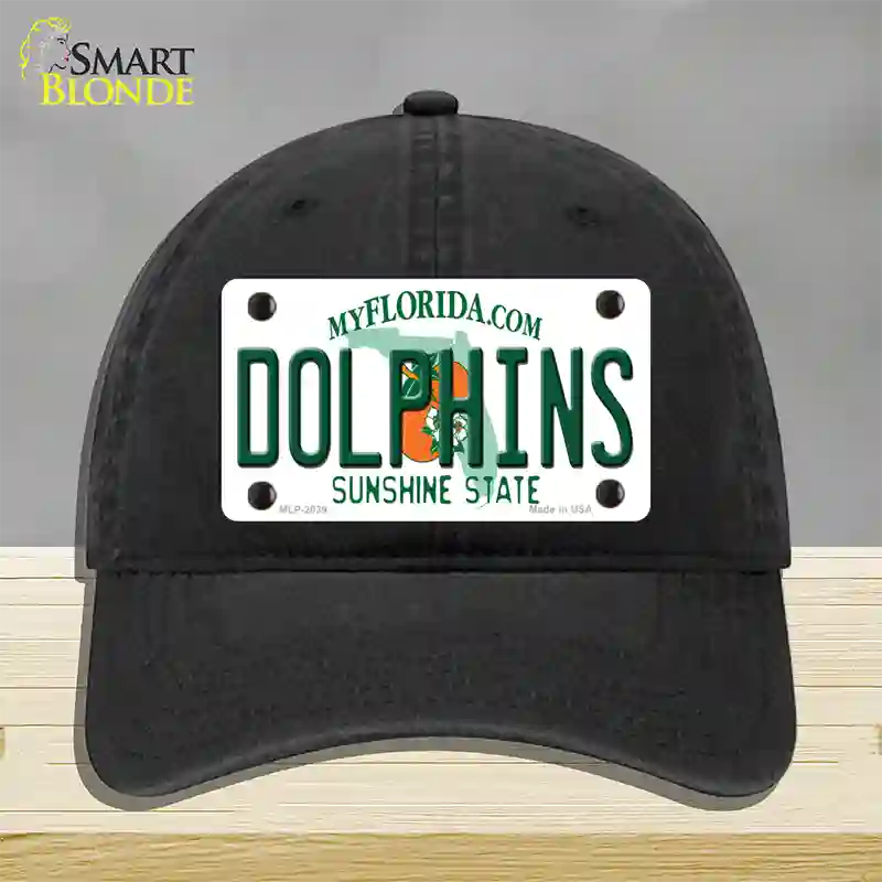 Dolphins Florida State Novelty License Plate Hat Unconstructed Cotton / Black