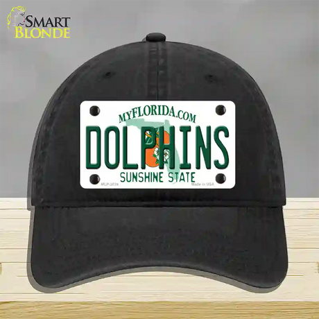 Dolphins Florida State Novelty License Plate Hat Unconstructed Cotton / Black