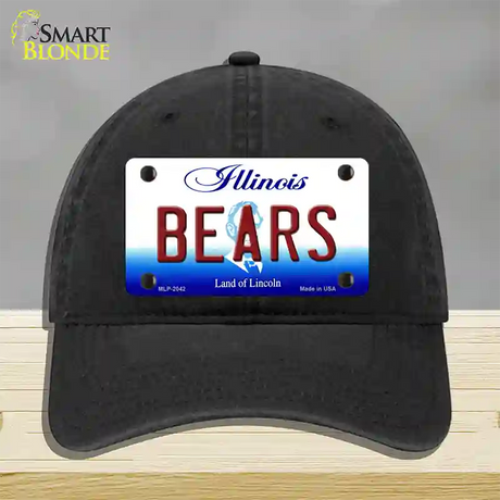 Bears Illinois State Novelty License Plate Hat Unconstructed Cotton / Black