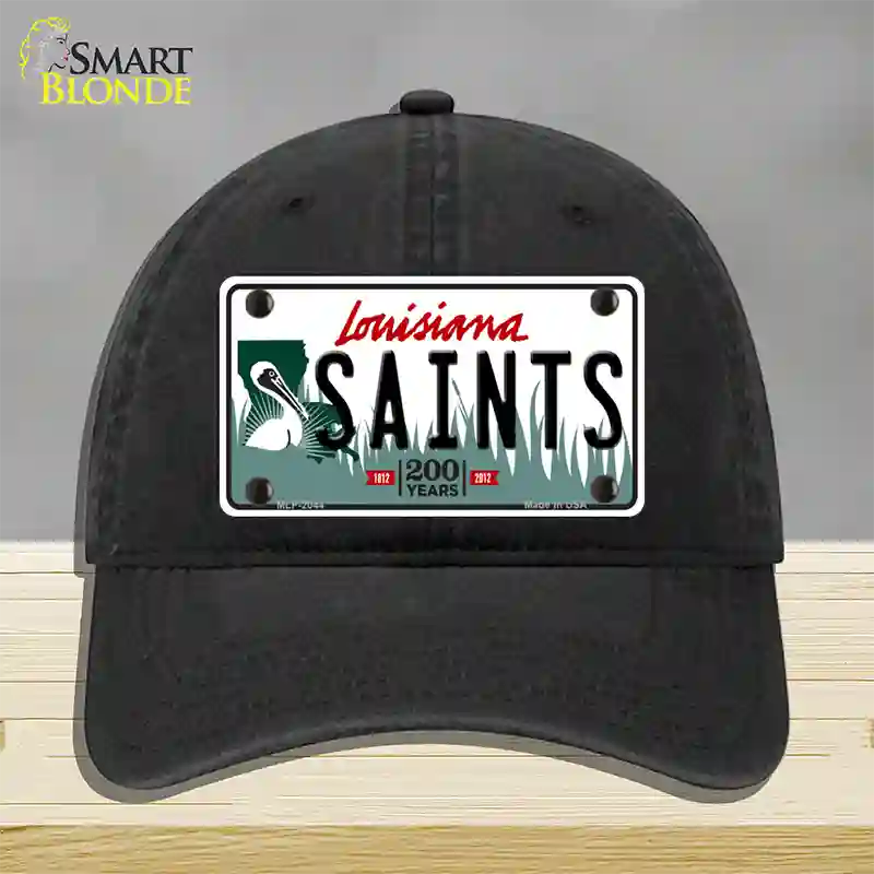 Saints Louisiana State Novelty License Plate Hat Unconstructed Cotton / Black