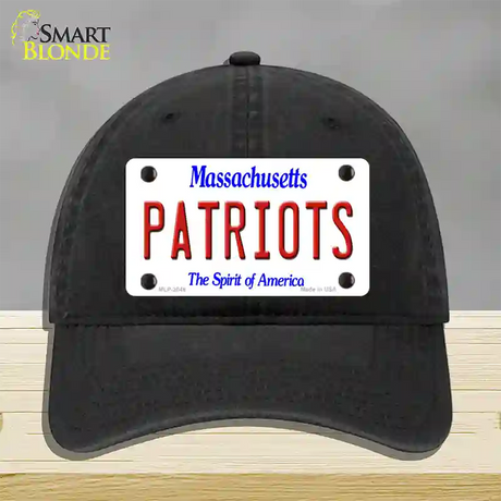 Patriots Massachusetts State Novelty License Plate Hat Unconstructed Cotton / Black