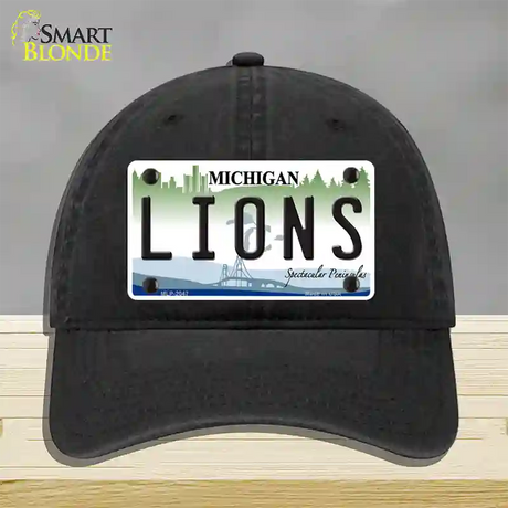 Lions Michigan State Novelty License Plate Hat Unconstructed Cotton / Black