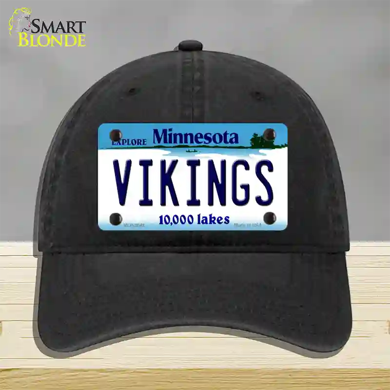 Vikings Minnesota State Novelty License Plate Hat Unconstructed Cotton / Black