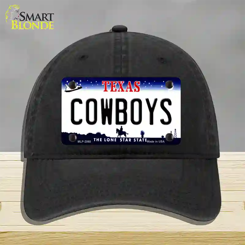 Cowboys Texas State Novelty License Plate Hat Unconstructed Cotton / Black