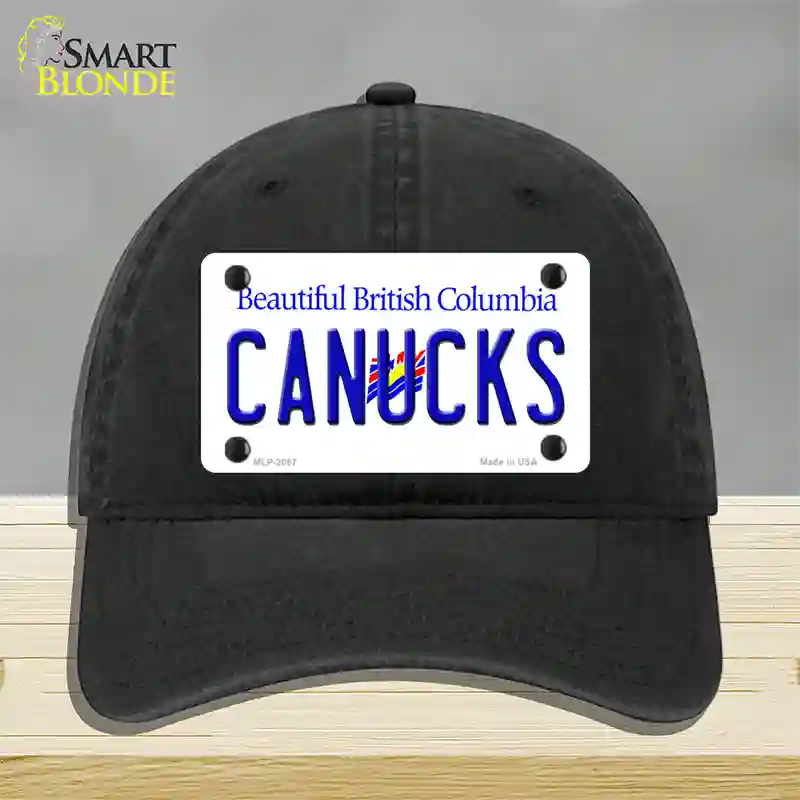 Canucks British Columbia Canada Province Novelty License Plate Hat Unconstructed Cotton / Black