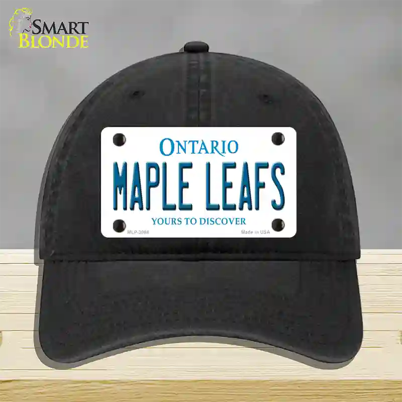 Maple Leafs Ontario Canada Province Novelty License Plate Hat Unconstructed Cotton / Black