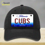 Cubs Chicago Illinois State Novelty License Plate Hat Unconstructed Cotton / Black