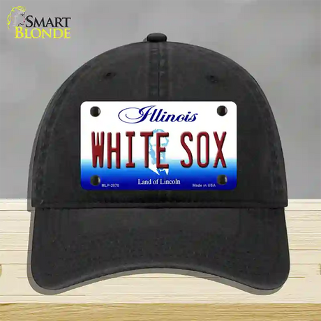 Whitesox Illinois State Novelty License Plate Hat Unconstructed Cotton / Black