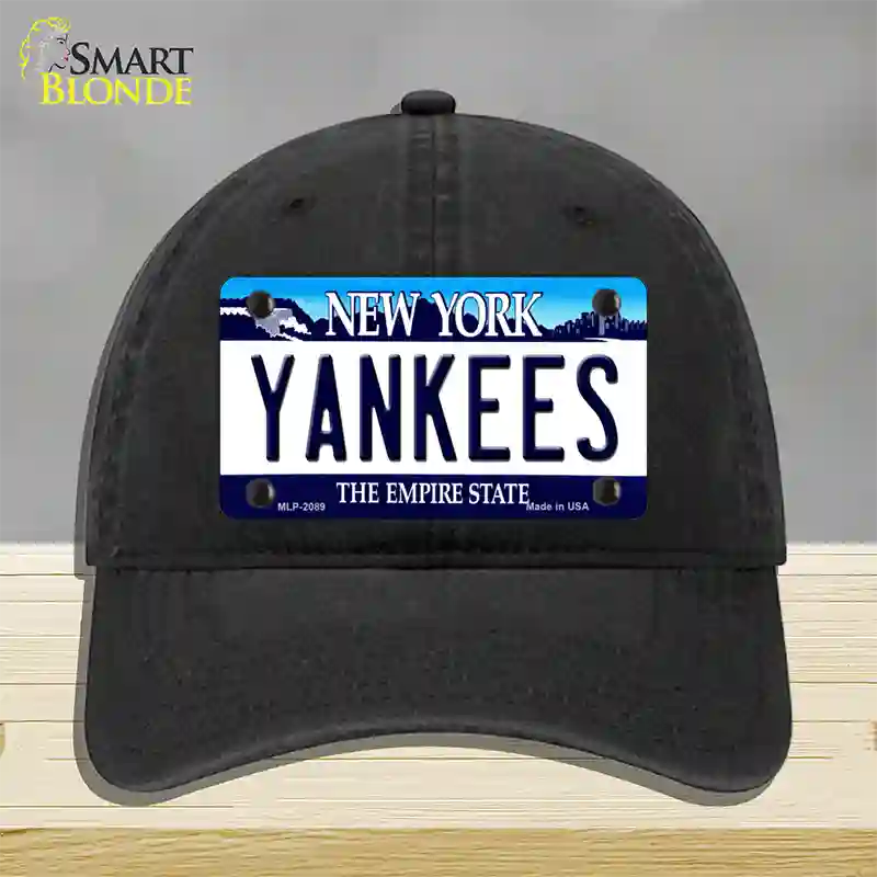 Yankees New York State Novelty License Plate Hat Unconstructed Cotton / Black