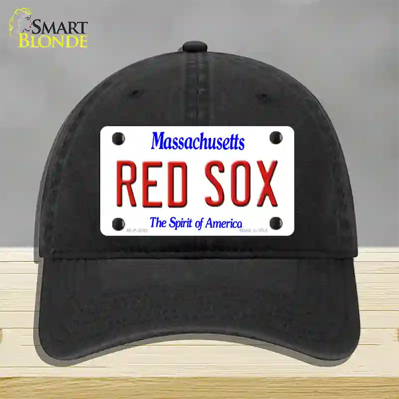 Red Sox Massachusetts State Novelty License Plate Hat Unconstructed Cotton / Black