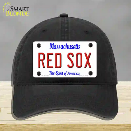 Red Sox Massachusetts State Novelty License Plate Hat Unconstructed Cotton / Black