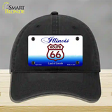 Route 66 Shield Illinois Novelty License Plate Hat Unconstructed Cotton / Black