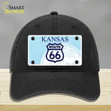 Route 66 Shield Kansas Novelty License Plate Hat Unconstructed Cotton / Black