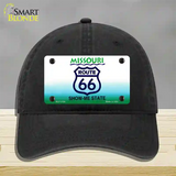 Route 66 Shield Missouri Novelty License Plate Hat Unconstructed Cotton / Black