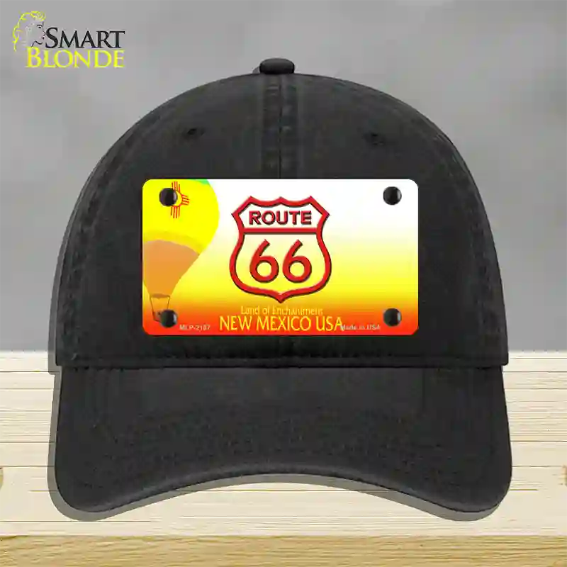 Route 66 Shield New Mexico Novelty License Plate Hat Unconstructed Cotton / Black