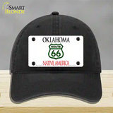 Route 66 Shield Oklahoma Novelty License Plate Hat Unconstructed Cotton / Black