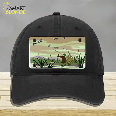 Duck Hunting Camouflage Novelty License Plate Hat Unconstructed Cotton / Black