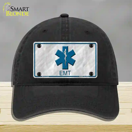 EMT Novelty License Plate Hat Unconstructed Cotton / Black