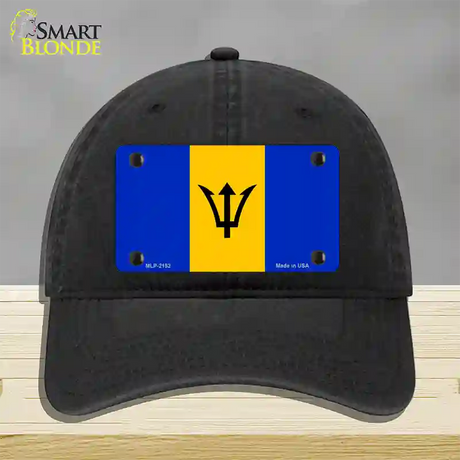 Barbados Flag Novelty License Plate Hat Unconstructed Cotton / Black