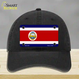 Costa Rica Flag Novelty License Plate Hat Unconstructed Cotton / Black