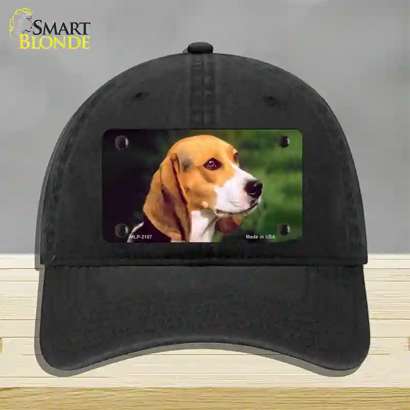 Beagle Dog Novelty License Plate Hat Unconstructed Cotton / Black