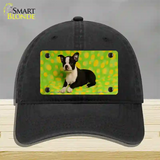 Boston Terrier Dog Novelty License Plate Hat Unconstructed Cotton / Black