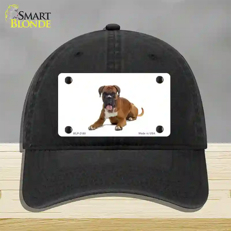 Boxer Dog Novelty License Plate Hat Unconstructed Cotton / Black