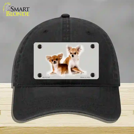 Chihuahua Dog Novelty License Plate Hat Unconstructed Cotton / Black