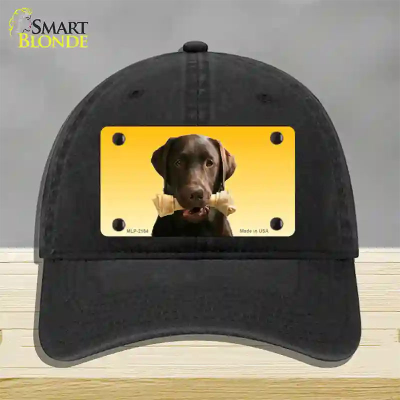 Chocolate Labrador Retriever Dog Novelty License Plate Hat Unconstructed Cotton / Black