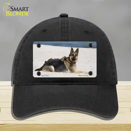 German Shepherd Dog Novelty License Plate Hat Unconstructed Cotton / Black