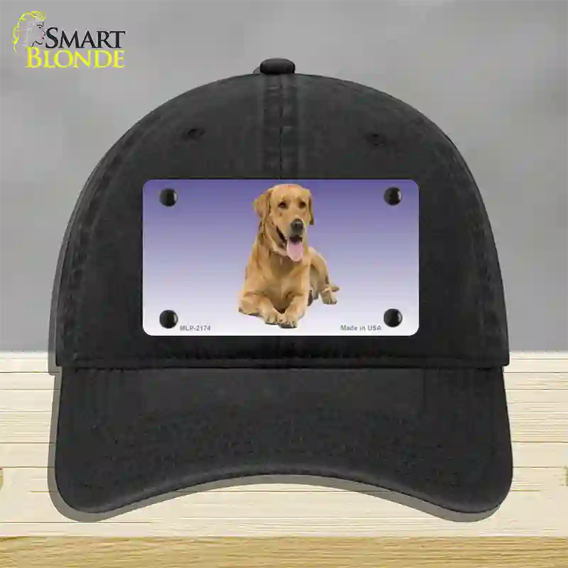 Yellow Labrador Retriever Dog Novelty License Plate Hat Unconstructed Cotton / Black