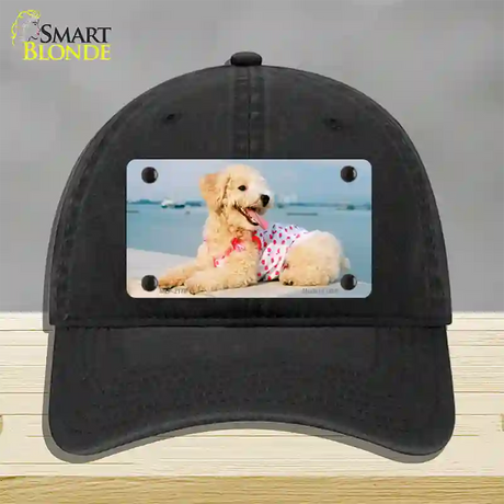 Poodle Dog Novelty License Plate Hat Unconstructed Cotton / Black