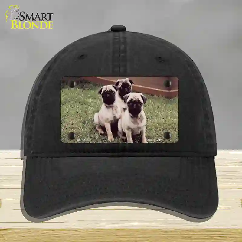 Pug Dog Novelty License Plate Hat Unconstructed Cotton / Black