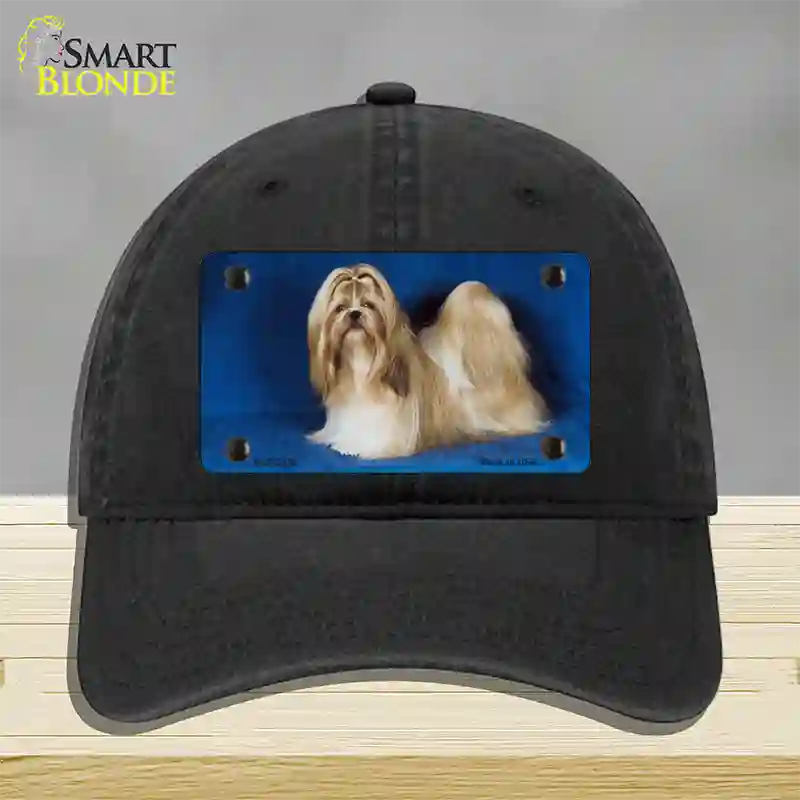 Shih Tzu Dog Novelty License Plate Hat Unconstructed Cotton / Black