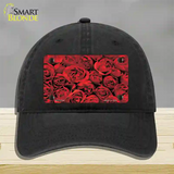 Red Roses Novelty License Plate Hat Unconstructed Cotton / Black