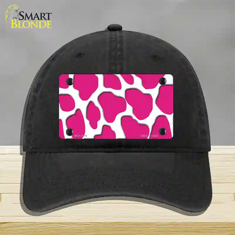 Pink White Giraffe Novelty License Plate Hat Unconstructed Cotton / Black