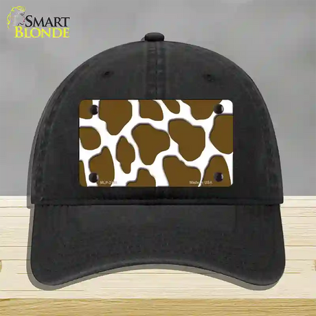 Brown White Giraffe Novelty License Plate Hat Unconstructed Cotton / Black