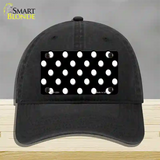 White Polka Dots Black Novelty License Plate Hat Unconstructed Cotton / Black