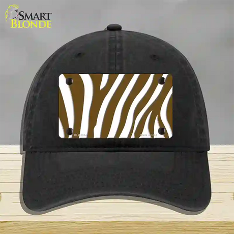 Brown White Zebra Novelty License Plate Hat Unconstructed Cotton / Black