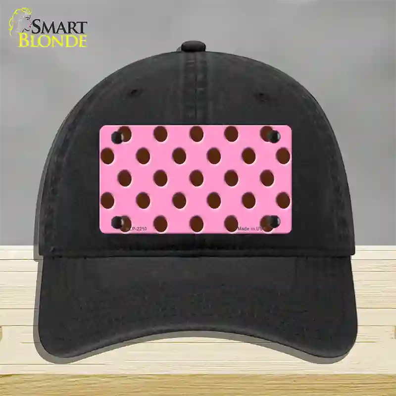 Chocolate Brown Polka Dots Pink Novelty License Plate Hat Unconstructed Cotton / Black