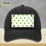 Lime Green Polka Dots White Novelty License Plate Hat Unconstructed Cotton / Black