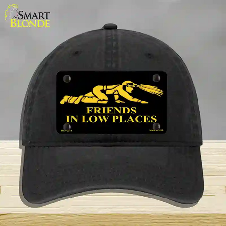 Miners Friends In Low Places Novelty License Plate Hat Unconstructed Cotton / Black