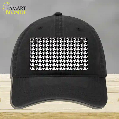 White Black Houndstooth Novelty License Plate Hat Unconstructed Cotton / Black